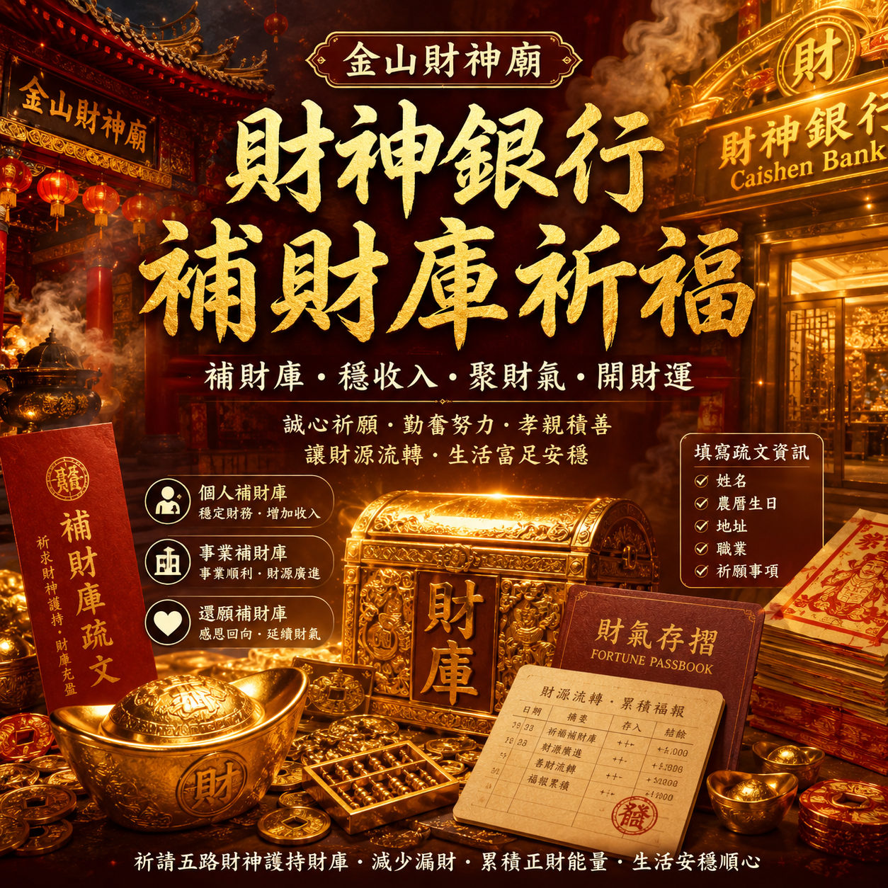 財神銀行補財庫祈福
